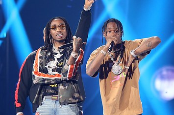 Quavo and Travis Scott performing at the iHeart Radio Music Festival in 2017