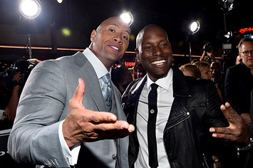 Dwayne 'The Rock' Johnson and Tyrese Gibson attend 'Furious 7' premiere