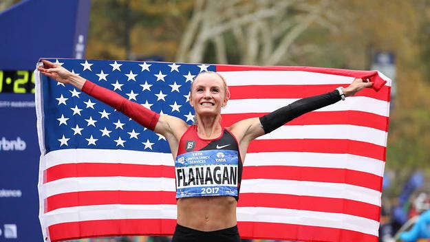 Shalene Flanagan of Massachusetts made history when she clocked in at 2 hours 26 minutes 53 seconds at the finish line of the NYC Marathon.