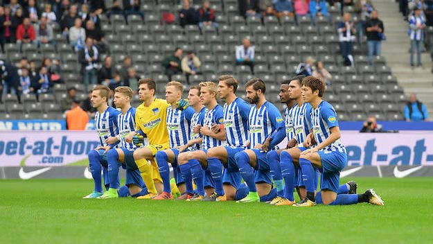 Hertha BSC of the Bundesliga took a knee prior to their match against Schalke as a showing of "tolerance and responsibility."
