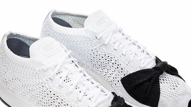 Comme des Garçons decorates the Nike Flyknit Racer with a bow tie.