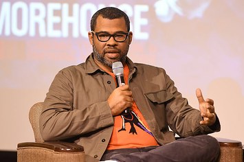 Jordan Peele speaks onstage at 'Get Out' Q&A at Morehouse College.