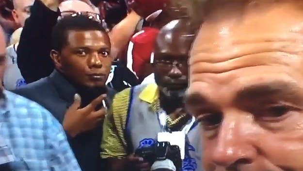 A sports reporter got caught in the middle of a very important post-game interview. Hilarity ensued.