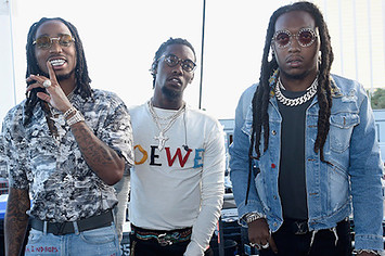 Quavo, Offset and Takeoff of Migos pose backstage during the Daytime Village.