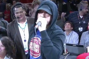Eminem at a Pistons game.