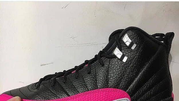 The black and pink Air Jordan 12 for girls will release on Saturday, October 14, 2017 for $140.