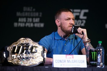 Conor McGregor at a press conference for UFC 202.