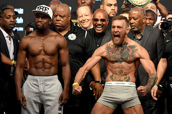 Conor McGregor Floyd Mayweather Weigh In 2017 T Mobile