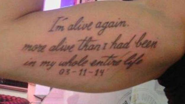 As he begins to draw a line under this chapter of his life, Jonas Gutierrez has inked an Eminem quote onto his bicep.