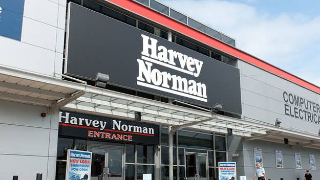 Store manager forced to defend himself with a chair in Central Coast Harvey Norman outlet.