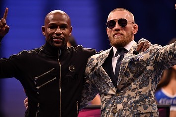 Floyd Mayweather and Conor McGregor after their fight.