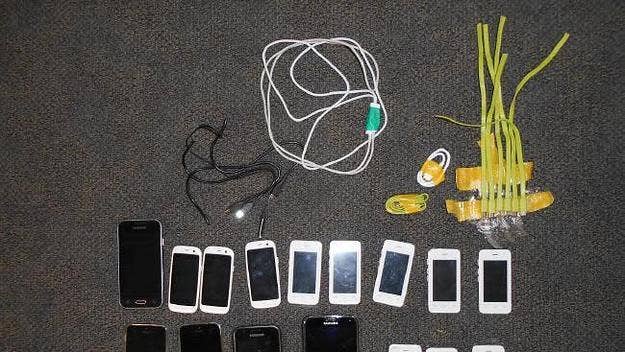 Guards intercepted the 16 mobile phones, 15 chargers and eight SIM cards before the inmates could get their hands on them. 