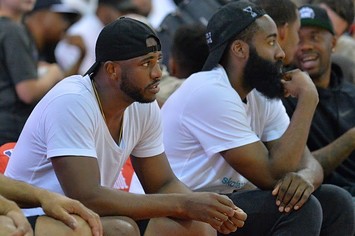 Chris Paul and James Harden at the Drew League.