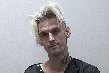 Singer Aaron Carter poses for his booking photo