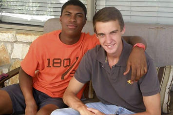 Bakari Henderson, left, is pictured in Austin, Texas with friend Travis Jenkins.