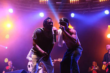 Kendrick Lamar and Chance the Rapper perform onstage