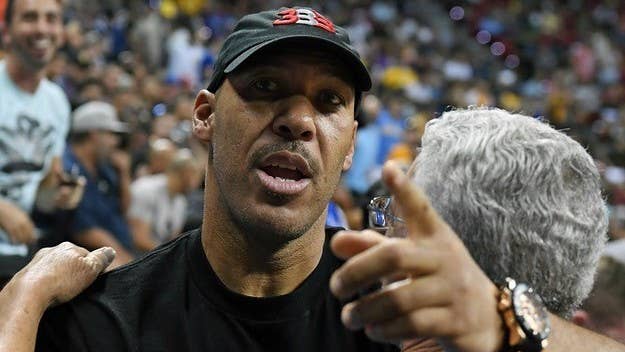 A female referee was removed from an AAU game on Friday after she was involved in a confrontation with LaVar Ball in the middle of it.