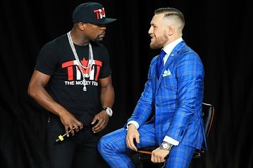 Floyd Mayweather and Conor McGregor in Toronto.