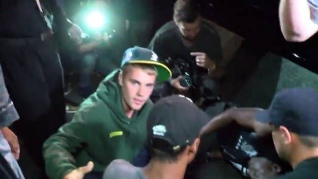 Justin Bieber accidentally hit a paparazzo with his pickup truck in Los Angeles on Wednesday night.