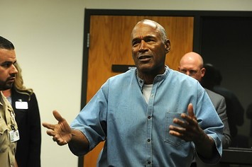 O.J. Simpson arrives for his parole hearing.