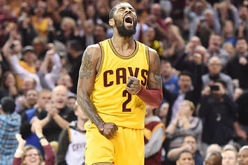 Kyrie Irving reacts after a play against the Wizards.