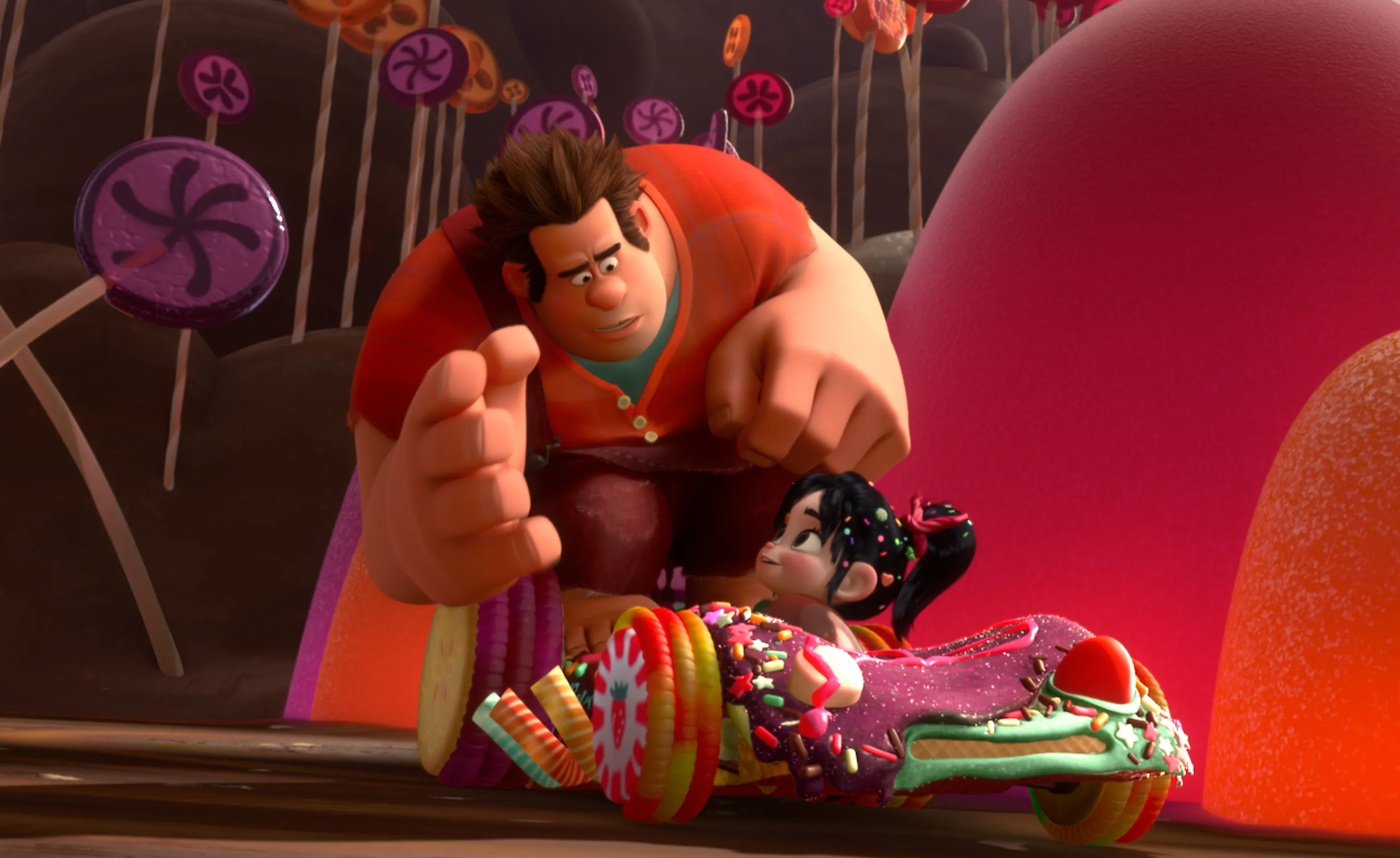 Wreck-It Ralph talking to a little girl