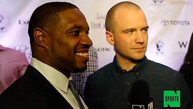 Complex News and Maurice Jones-Drew on the red carpet for the Jamie Foxx Big Game Experience at Super Bowl XLIX.