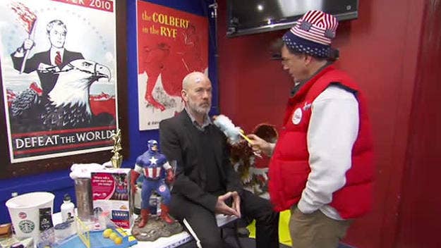 With "The Colbert Report" ending, Stephen had a yard sale to get rid of some artifacts.