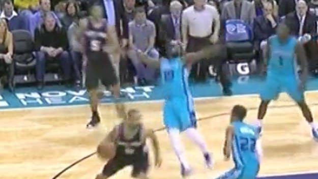Did P.J. Hairston get a shoulder to the jaw or caught up in an imaginary tornado?