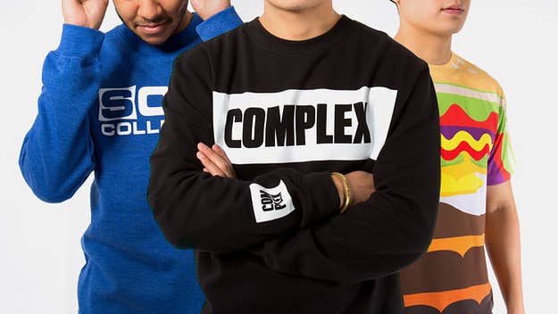 Featuring merchandise from Complex and its associated brands: Pigeons + Planes, First We Feast, Four Pins, Sole Collector, Desus vs. Mero, Quickstrike. 
