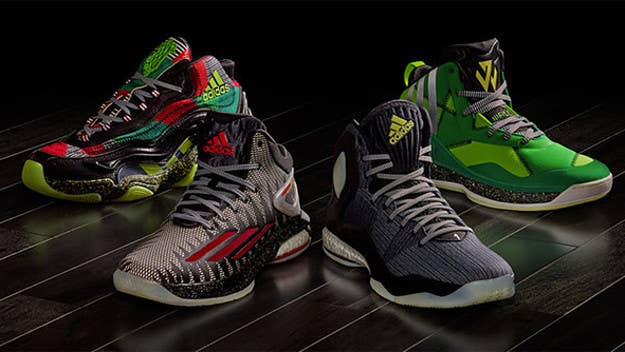An official look at the adidas Basketball Christmas 2014 collection, including the J Wall 1 and D Rose 5.