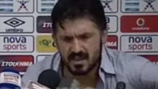 Watch Former AC Milan and Italy midfielder Gennaro Gattuso tear the Greek press a new one in this press conference (video).