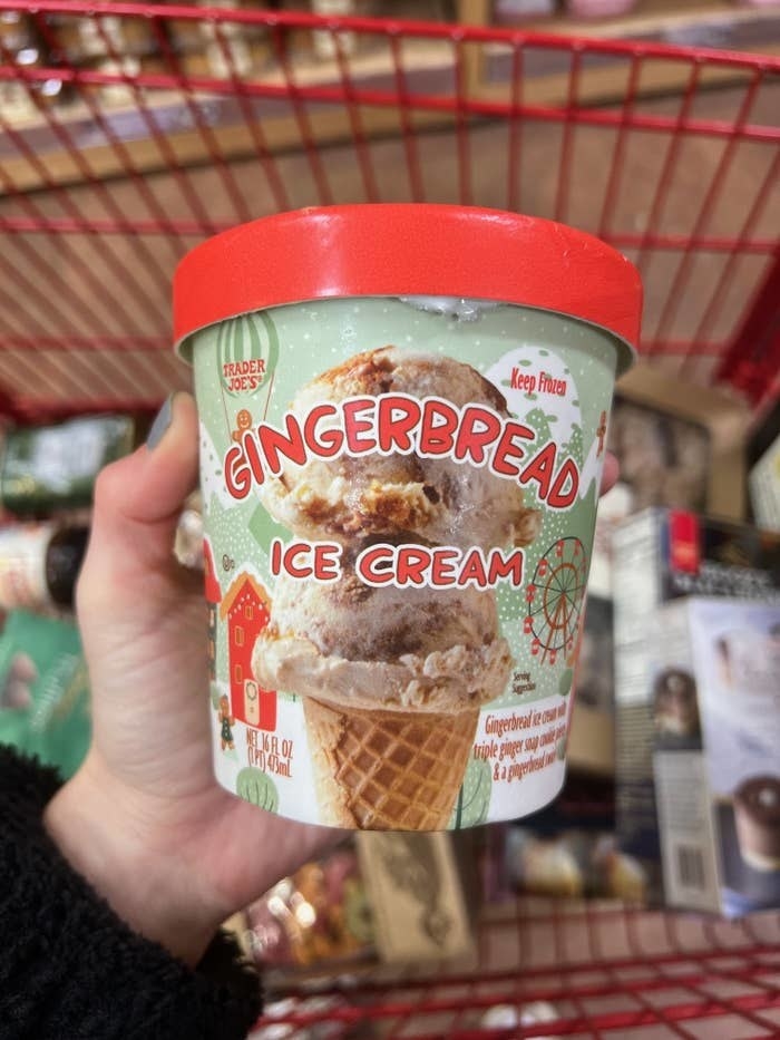A pint of gingerbread ice cream.