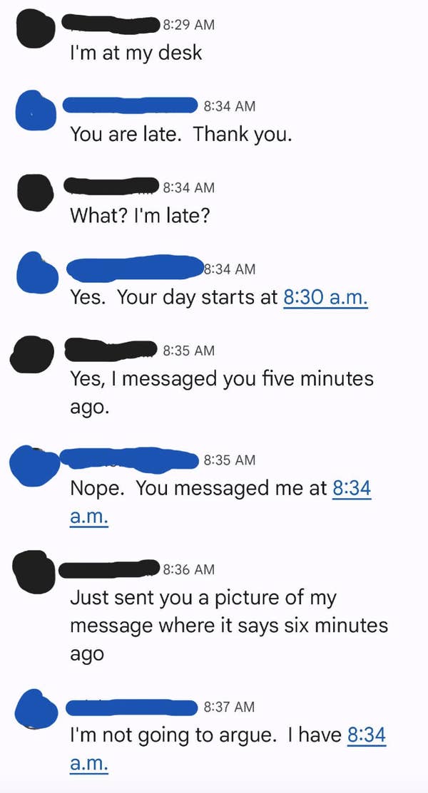 18 Awful Bosses Who Cry "Nobody Wants To Work Anymore" While Mistreating Their Own Employees 6 Screenshot of a text exchange