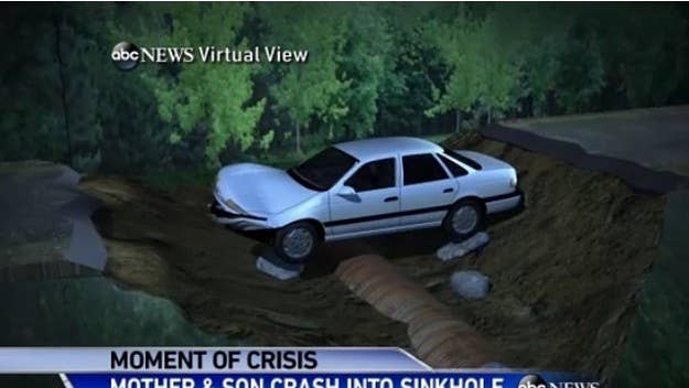 A mother and a son drove into a sinkhole in Illinois recently and then got run over by a pickup truck.