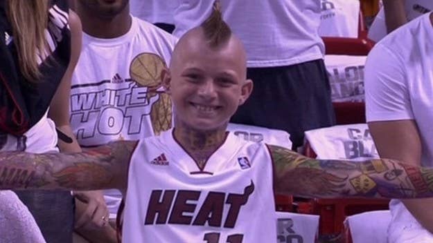 A young Heat fan dressed up as Chris "Birdman" Andersen during last night's Pacers/Heat game.