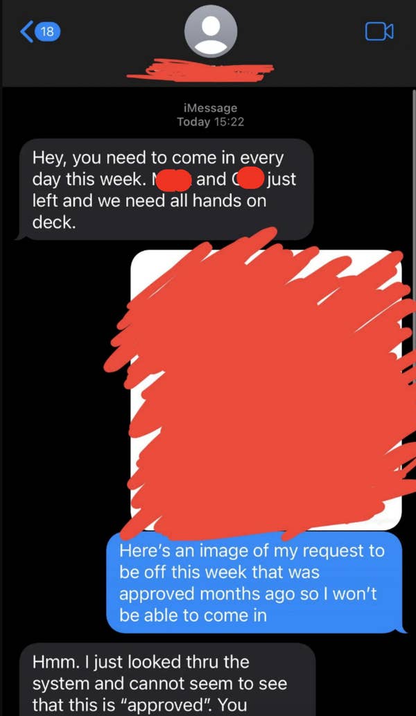 18 Awful Bosses Who Cry "Nobody Wants To Work Anymore" While Mistreating Their Own Employees 3 Screenshot of a text exchange