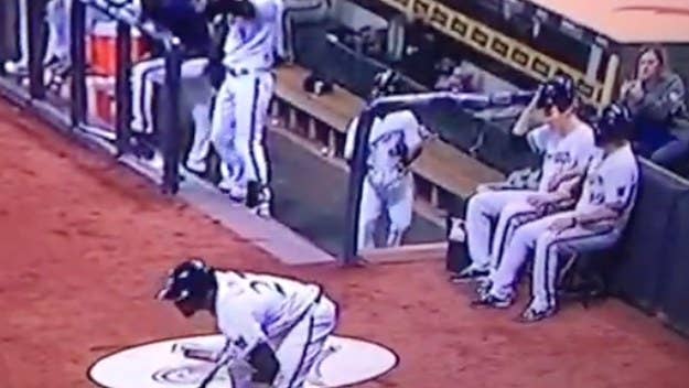 Ryan Braun probably didn't intend to crack someone in the face when he was practicing in the dugout.