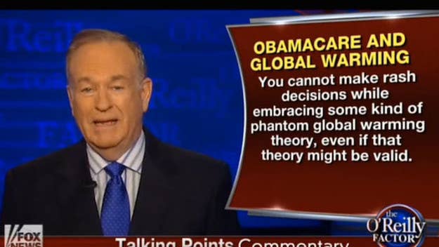 Bill O'Reilly supported Tesla on his show while also denouncing global warming.