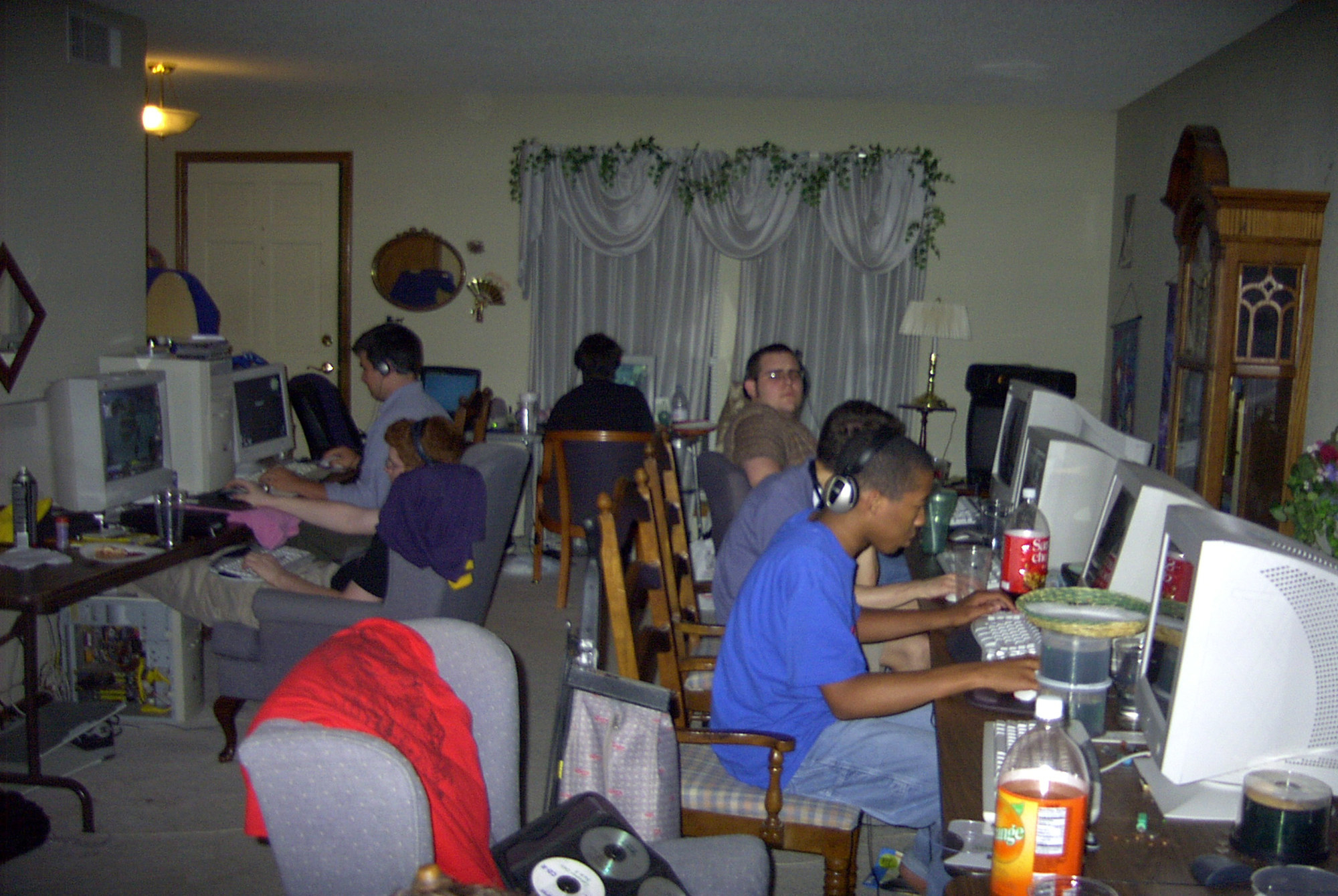 An image of people at a LAN party.
