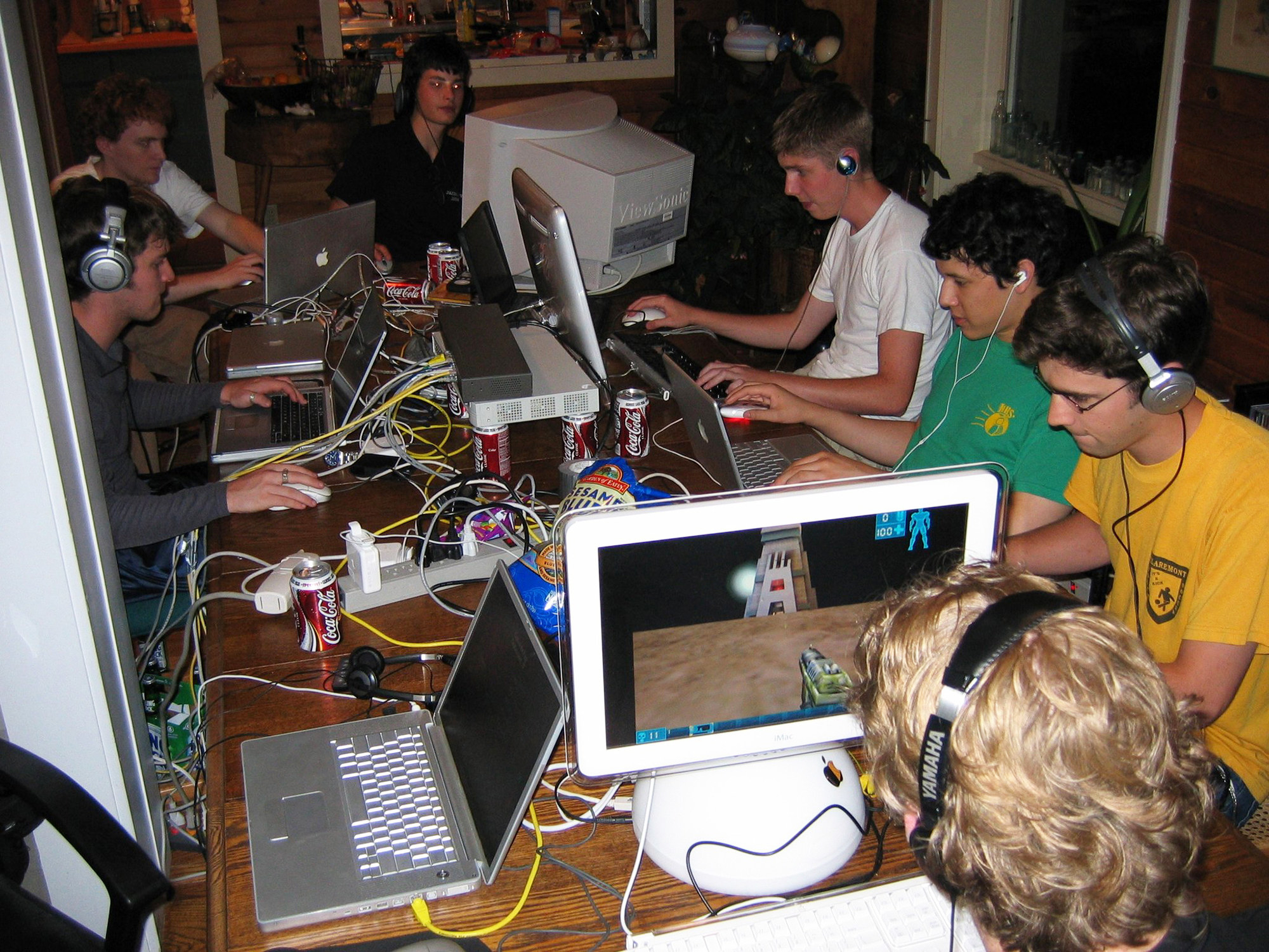 An image of people at a LAN party.