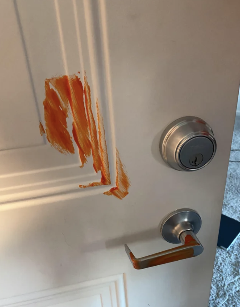 Paint on a door