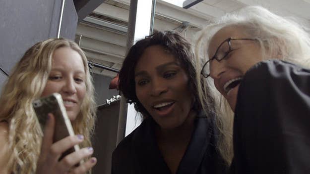 Here are behind the scenes photos from the 2016 Pirelli calendar shoot starring Serena Williams, Amy Schumer and more. 