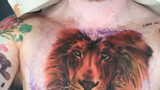Ed Sheeran shows off huge lion chest tattoo  NZ Herald