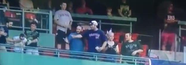 Red Sox fan vomits on to fans sitting in tier below him during