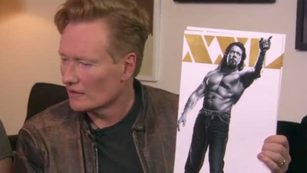 Watch Conan O'Brien try to impress his female staffers by dancing like a male stripper. 