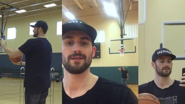 Kevin Love and Eric Decker held a trick shot challenge recently.