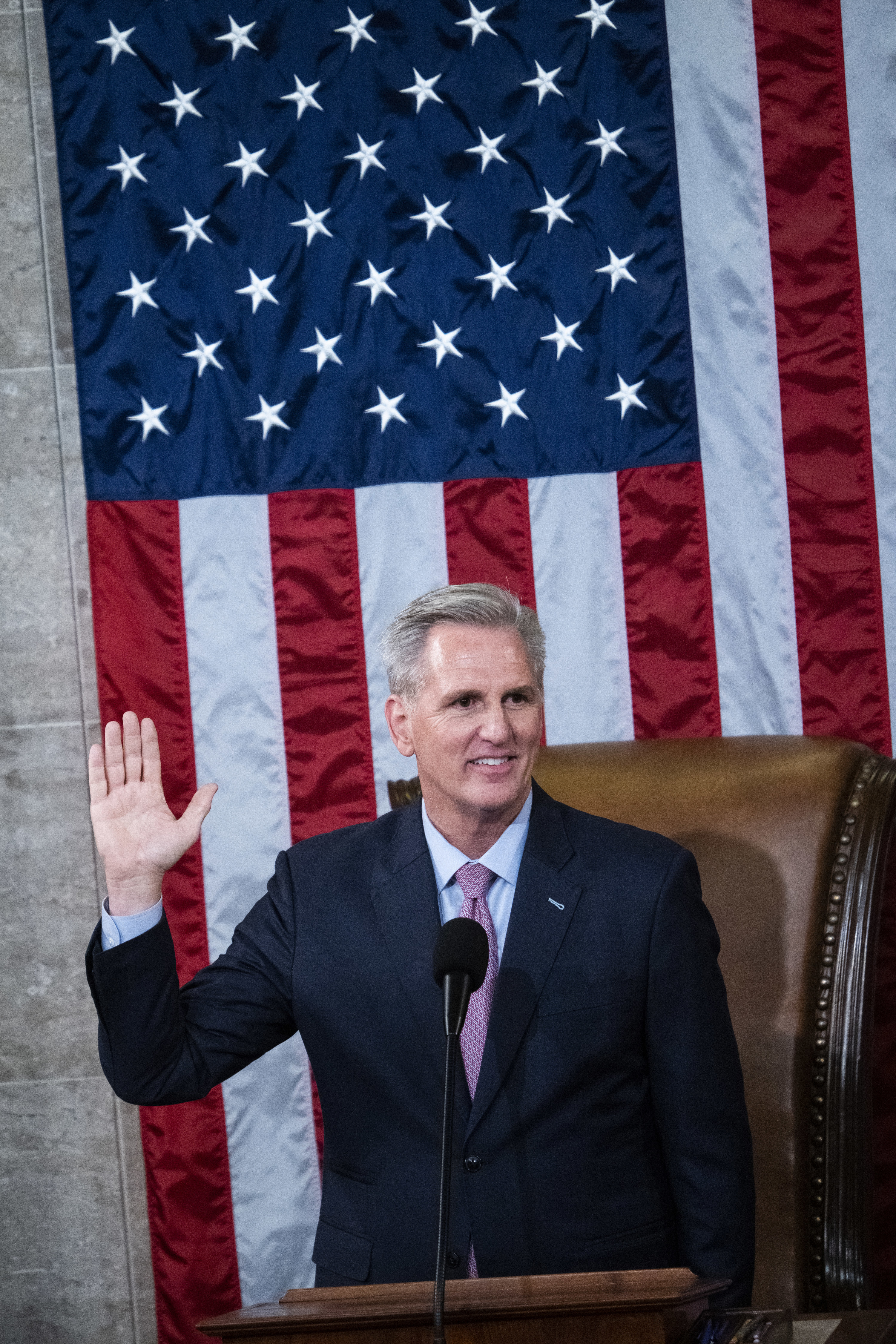 Kevin McCarthy raising his hand as speaker of the House