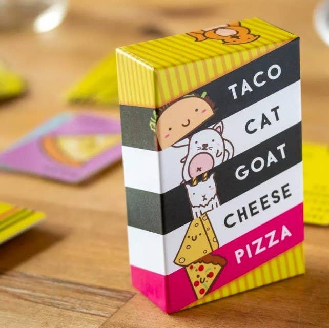 The game Taco Cat Goat Cheese Pizza box