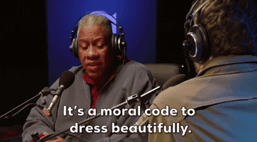 andre leon talley saying its a moral code to dress beautifully on a radio show
